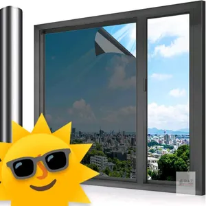 New Savvy Choice [ Black Silver ] Anti-Glare Sun Heat Control Privacy Window Film, One Way Window Privacy Film: Reflective Sun Heat Blocking Windows T
