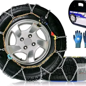 New [ HKN-90 ] Set of 2 Snow-Chains Auto Fixing 1 Min Quick Fit Easy Installation Tire-Chains, Portable Reusable Universal Emergency Tire Traction Cha