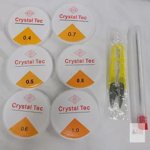 Keadic 12Pcs Clear Rolls Elastic String Assortment Set with Beading Needles and Cutter, 0.4/0.5/0.6/0.7/0.8/1MM Elastic Bead Bracelet Cords, Jewelry M