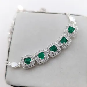6.93 ct Certified Silver Emerald gemstone Bracelet ($5,036 Appraisal)