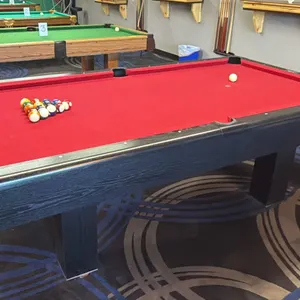 DUFFERIN GAMES BILLIARDS TABLE WITH BALLS - SLATE WITH RED FELT APPROX. 8FT X 4 1/2FT