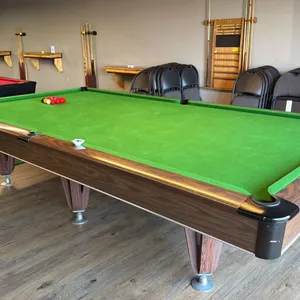 NATIONAL SNOOKER TABLE WITH SNOOKER BALLS -SLATE WITH GREEN FELT APPROX. 12.83FT X 7FT