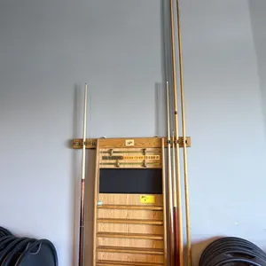 DUFFERIN WALL MOUNT POOL CUE RACK WITH 4 CUES AND GRANNY STICK