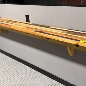 WOODEN WALL MOUNT SHELF - APPROX. 8FT X 1FT