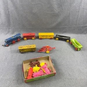 Vintage Wooden Train Cars & Plastic Hot Rods