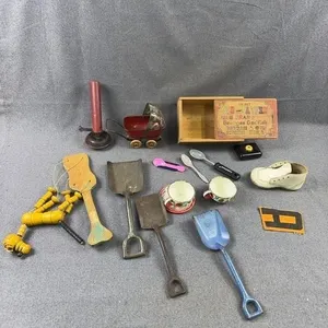 Antique Berdan Codfish Box & Toy Lot