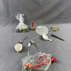 Miniature Cast Iron Skillet & Toy Utensils Lot