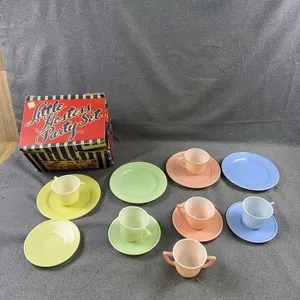 Pastel Milk Glass Toy Tea Dishes Set