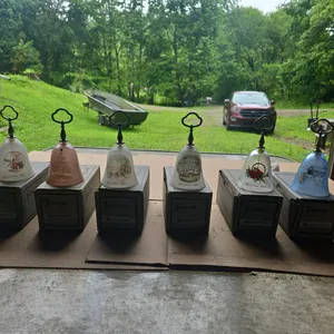 6 Christmas bells Fostoria with boxed