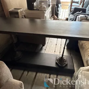 WOOD BLACK AND METAL CONSOLE TABLE