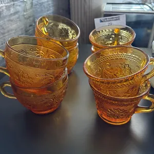 (12) TIARA AMBER GLASS COFFEE AND TEA CUPS