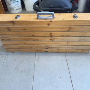Folding Wooden Picnic Table With Metal Frame and Carry Handle