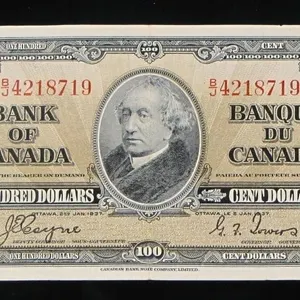 1937 CDN CIRCULATED $100 BANK NOTE