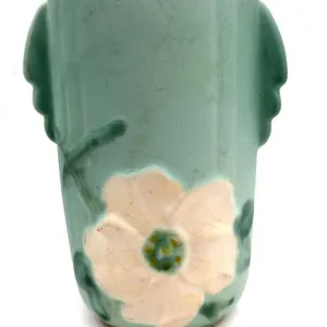 Vintage Weller Pottery Green Dogwood Vase 6.75”