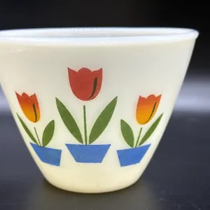 Vintage Fire King Tulip Milk Glass Mixing Bowl