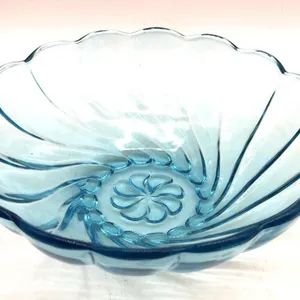 Vintage Hazel Atlas Capri Blue Swirl Glass Bowl