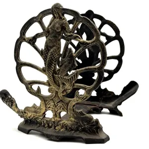 Vintage Mermaid Design Cast Iron Holder 7” x 7.5”