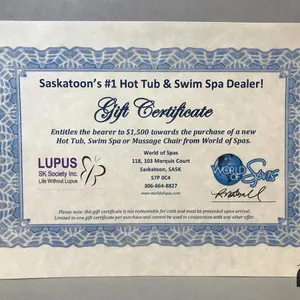World of Spa $1500 Gift Certificate
 UNRESERVED
