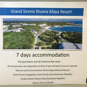 Grand Sirenis Riviera, Maya Resort 7 Days Accommodation (Approx. Value $1160)
 UNRESERVED