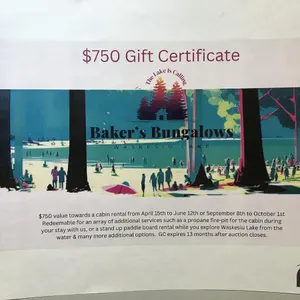 Backer's Bungalows Waskesiu Lake $750 Gift Certificate
 UNRESERVED