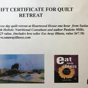 3-Day Quilting Retreat Gift Certificate (Value $225)
 UNRESERVED