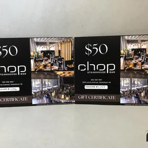 (2) Chop Steakhouse Gift Certificate
 UNRESERVED