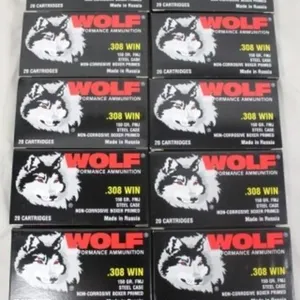 200 Rnds. Wolf .308 Win., 150 Gr. FMJ Ammo