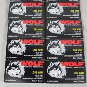 200 Rnds. Wolf .308 Win., 150 Gr. FMJ Ammo