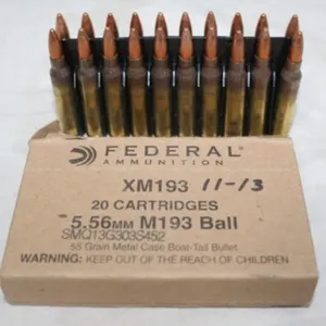 20 Rnds. Federal XM193 5.56mm M193 Ball Ammo