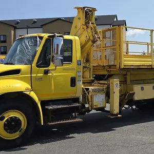 2004 International DuraStar 4400 DT466 Utility Truck with Platform Lift and Crane 26-30-0301-V