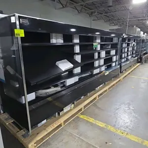 2024 Hillphoenix QC12R 12' refrigerated multideck display case. Features black finish, adjustable shelving, and LED lighting. Designed for remote refr