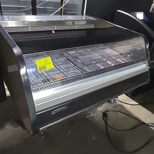 Hillphoenix OSIOA4 48" open-air reach-in display cooler. Features self-contained refrigeration, wire product racks, and a front glass lip. Electrical: