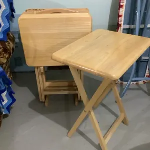 5 wooden TV trays with stand