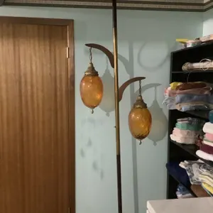 Vintage pole lamp with amber glass, working