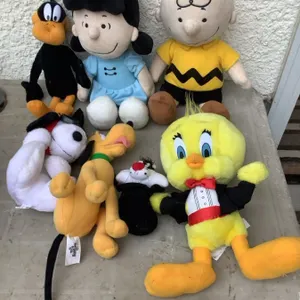 Cartoon character stuffies, largest is 14"