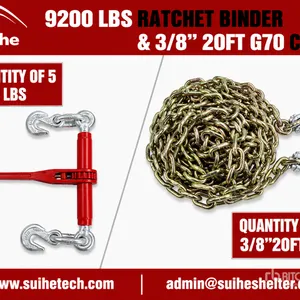 Quantity of (5) 2026 Suihe BC-9200 9200 lb Ratchet Binders & (10) 20 ft Chains (Unused)