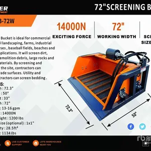 2026 ARTEER SB-72W 72 in Skid Steer Screening Bucket (Unused)