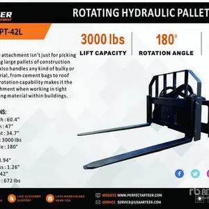 2026 ARTEER RPT-42L 60 in Rotating Hydraulic Skid Steer Forks (Unused)
