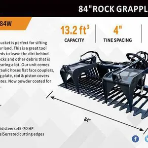 2026 ARTEER RGB-84W 84 in Rock Skid Steer Grapple Bucket (Unused)