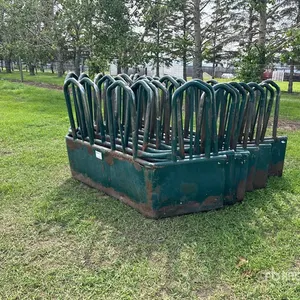 Quantity of (3) Hi-Hog Tombstone Round Bale Livestock Feeder