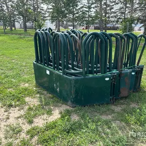 Quantity of (3) Hi-Hog Tombstone Round Bale Livestock Feeder