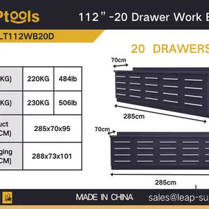 2026 LEAPtools LT112WB20D 2850 mm 20-Drawer Workbench (Unused)