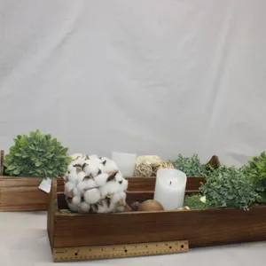 28 Inch Decorative Boxes With Artificial Plants And LED Candles