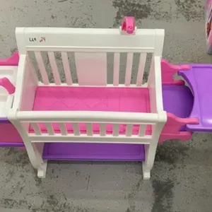 TOY DOLL NURSERY W/ ASSORTED ESSENTIALS - SINK, CRIB, & A HIGH CHAIR