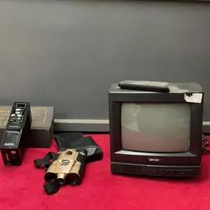 REALISTIC 40 CHANNEL FAN SYSTEM, CELESTRON BINOCULARS W/ CAMERA COMBO, SMALL OLD SCHOOL CITIZEN TV W/ REMOTE