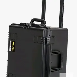 MEIJA Waterproof Rolling Hard Case 24.6"x19.7"x14.4", Retractable Handle, Foam Insert, Black new