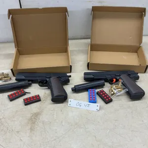 2 Foam Ejection Toy Blasters M1911 Style with Suppressors, Casings, and Foam Darts, Ages 12