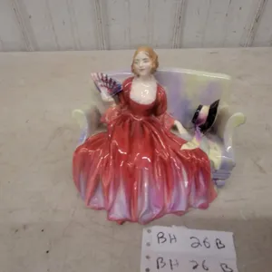Royal Doulton "Sweet and Twenty" Porcelain Figurine of Seated Woman in Red Dress with Fan