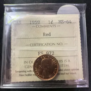 1959 Canadian One Cent ICCS MS-64 Red Certified Coin