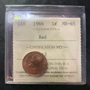 1966 Canada 1 Cent ICCS MS-65 Red